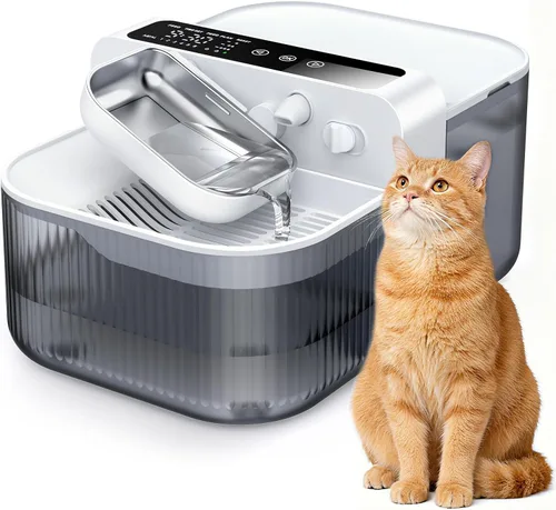 Vista 9 de Fuente de agua inalámbrica para gatos sin filtros, batería de 180 días y control de flujo de precisión, dispensador de agua inteligente