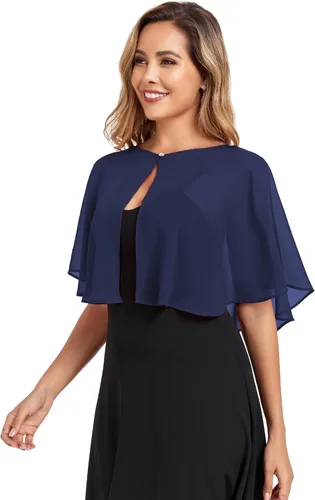 Vista 19 de TONGFANTFL Capelets de gasa para mujer, chal para vestido de noche Verde (Baby Green)