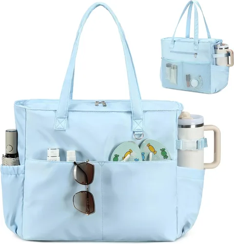 Vista 36 de Bluboon - Bolsa de playa impermeable para mujer, extra grande, con compartimento húmedo, para llevar de fin de semana, bolsa de piscina para viajes