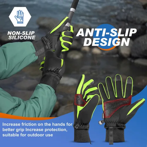 Vista 4 de Sukeen Guantes de invierno para hombre y mujer, guantes antideslizantes para pantalla táctil, guantes cálidos para correr, conducir, ciclismo