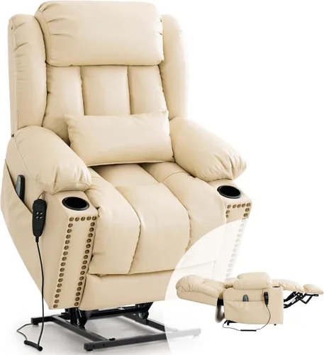 Vista 10 de PARKOL Silla reclinable eléctrica para ancianos y personas mayores, sillón reclinable eléctrico de cuero transpirable con masaje por vibración