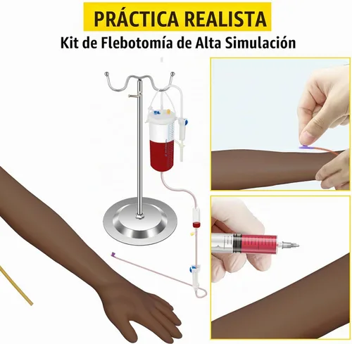Vista 3 de Kit de práctica IV VEVOR Kit de práctica de flebotomía con piel oscura, kit de práctica de venopunción Kit de brazo modelo de aprendizaje
