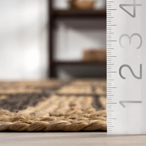 Vista 3 de nuLOOM Aletta - Alfombra geométrica de yute de 5 x 8 pies para comedor, alfombra neutra, alfombra para sala de estar, cocina, color natural
