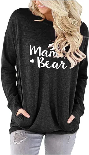 Vista 2 de onlypuff Sudaderas tipo túnica con estampado de bolsillo para mujer
