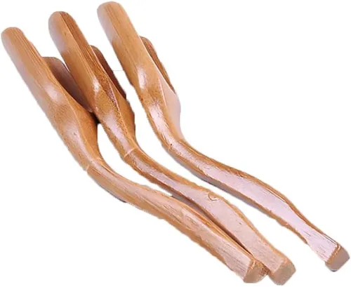 Vista 4 de Leadigol Cucharas de té sueltas de madera, 3 cucharas de madera de bambú natural, vajilla de miel de especias, condimento natural, cubiertos de sal