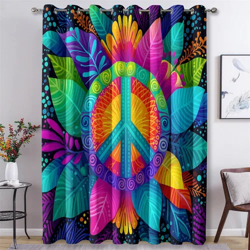 Vista 18 de Cortinas de ilusión óptica de 39 pulgadas de largo, juego de 2 paneles, cortinas negras y blancas para decoración de dormitorio, sala de estar