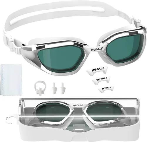 Vista 10 de Whale Gafas de natación para adultos, 100% UV y antivaho - Sello de silicona ultra suave para hombres y mujeres