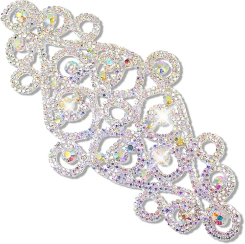 Vista 10 de PEARLY JUN Parches de apliques de cristal con diamantes de imitación para bricolaje, con cuentas, ropa de costura para cinturón de boda, vestidos