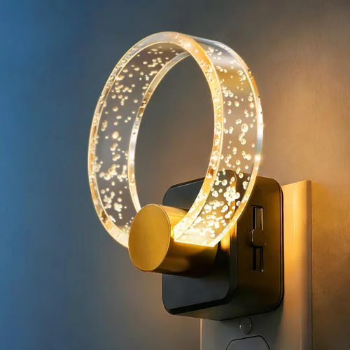 Vista 19 de DORESshop Luces nocturnas LED enchufables a la pared, luz nocturna regulable de 3 niveles, luz nocturna decorativa de burbujas, sensor de atardecer