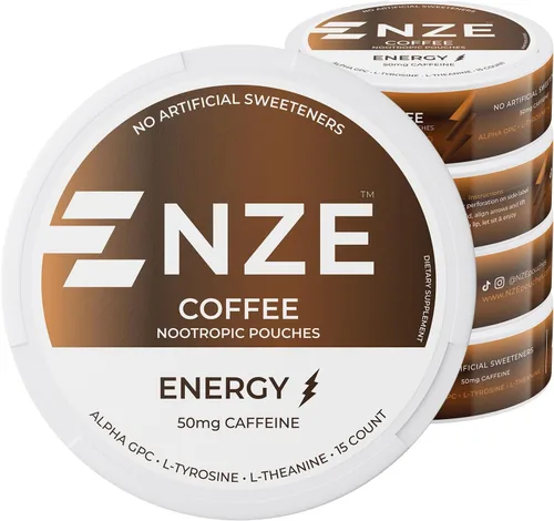 Vista 17 de NZE Bolsas nootrópicas de cafeína (canela), bolsas energéticas con 50 mg de cafeína, Alpha GPC, L-tirosina y L-teanina sin azúcar ni edulcorantes