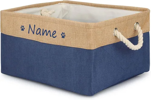 Vista 11 de Cesta plegable de almacenamiento de juguetes para perros y mascotas, fuente colorida personalizada, caja organizadora con nombre de mascota