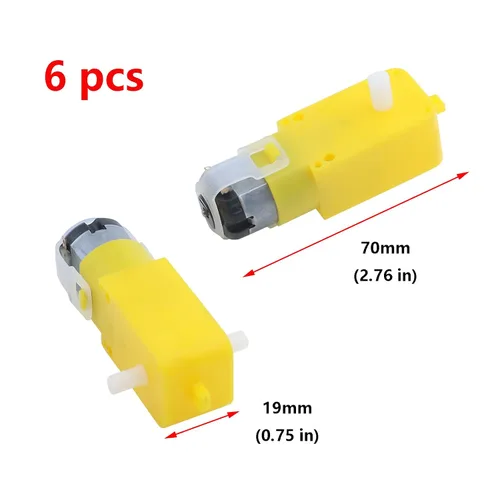 Vista 2 de Antrader Motor de engranajes de doble eje 3-6V TT Motor para robot de coche inteligente, paquete de 6 (forma de I)