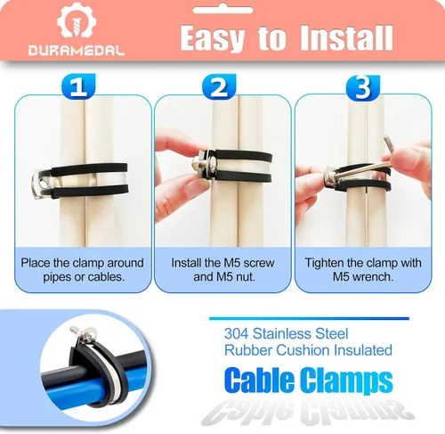 Vista 8 de 220 piezas de 10 tamaños P Abrazadera Surtido Kit Abrazaderas de Cable Abrazaderas de Cable de Acero Inoxidable 304 Abrazaderas de Alambre Aislado