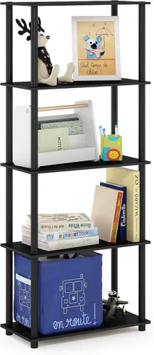 Vista 10 de Furinno Turn-N-Tube - Estantes de almacenamiento, estante para libros de 3 niveles, estante esquinero, estantes abiertos sin herramientas