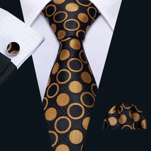 Vista 48 de Barry.Wang Corbatas de seda para hombre, diseño de lunares, gemelos cuadrados de bolsillo, gemelos para negocios, boda