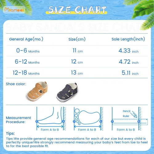 Vista 6 de Miamooi Sandalias de playa de verano para bebés, niños y niñas, antideslizantes, suela de goma suave, zapatos para primeros pasos al aire libre