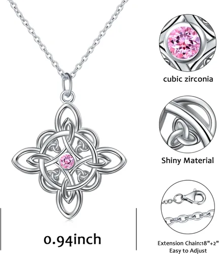 Vista 6 de FLYOW Collar de plata de ley 925 con circonita cúbica para el mes de nacimiento para mujer, regalo de cumpleaños