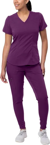 Vista 22 de Adar Pro - Conjunto de uniforme médico atlético moderno para mujer Tela elástica en 4 direcciones, resistente al olor y a las arrugas, ajuste a