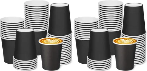 Vista 13 de Paquete de 25 vasos de papel desechables negros de 8 onzas, tazas de café caliente, taza de té de papel, vasos desechables, vasos para bebidas
