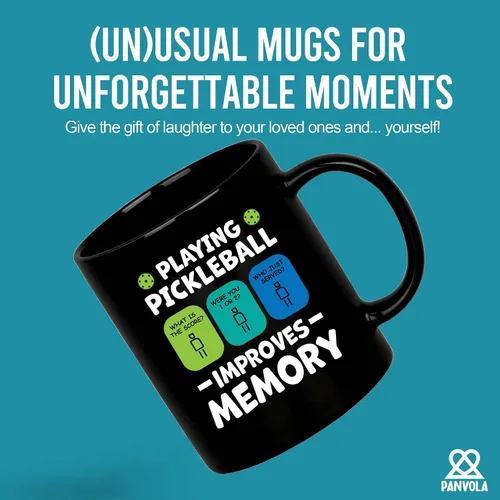 Vista 2 de Taza de cerámica Playing Pickleball Improves Memory Pickleball Lovers Gifts Coffee Cup 11 oz (negro)
