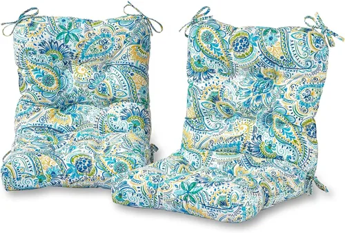 Vista 69 de Cojines para silla de exterior con bisagras, diseño de una sola pieza, cojín reversible para asiento y respaldo de patio con lazos, tela de Aloha