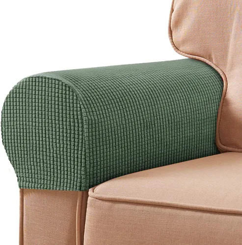 Vista 2 de vctops 4 fundas elásticas para reposabrazos de color sólido, antideslizantes, para sillas, sofá, sillón, fundas para sofá reclinable con pasadores