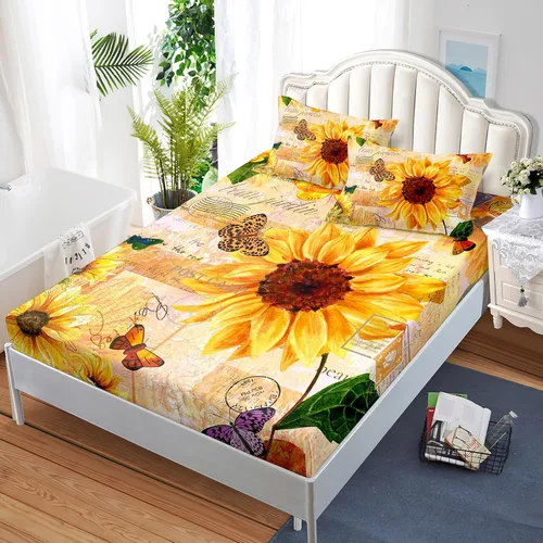 Vista 9 de Nttopship Sábanas y fundas de almohada florales bohemias, sábana bajera ajustable de microfibra suave, bolsillos profundos, decoración