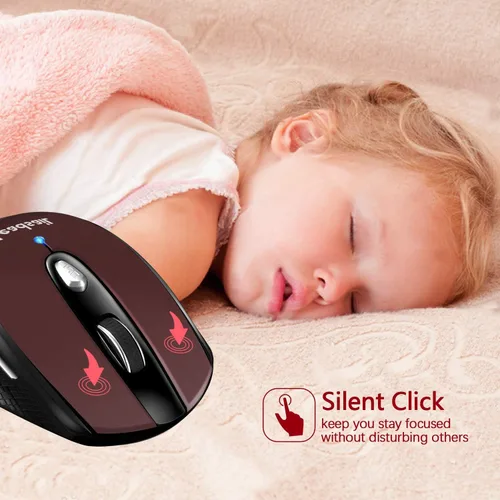 Vista 3 de LeadsaiL - Mouse inalámbrico para computadora, 2.4 G, portátil, delgado, inalámbrico, con menos ruido, para portátil. Mouse óptico con 6 botones