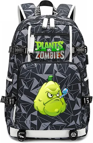 Vista 8 de ISaikoy Game Plants vs. Zombies - Mochila de hombro para libros, mochila escolar, color gris, Gris 15, Mochilas Daypack