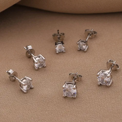 Vista 9 de Aretes de plata de ley 925 con circonita cúbica para mujeres y hombres, juego de aretes de perlas cultivadas en agua dulce natural, hipoalergénicos