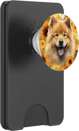 Vista 7 de Chow Chow Dog Acuarela Girasol PopSockets Estándar PopGrip