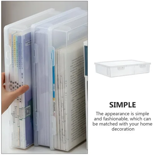 Vista 6 de NUOBESTY Estuche organizador de escritorio de oficina, estuche de plástico transparente para álbumes de recortes, caja de almacenamiento de papel