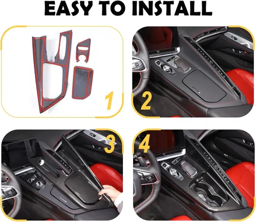 Vista 5 de CHEAYAR Cubierta de panel de palanca de cambios compatible con Chevrolet Corvette C8 2020-2023, panel de engranajes de control central, cubierta