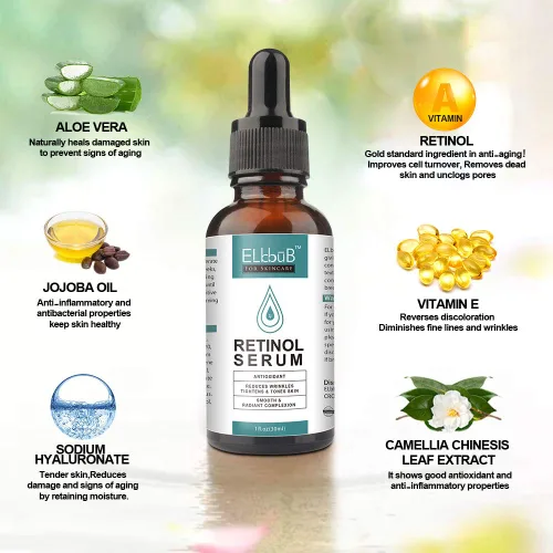 Vista 7 de Suero de retinol de vitamina C antienvejecimiento Day-Night para cara con retinol y aminoácidos, aumenta el colágeno de la piel, hidrata y rellena