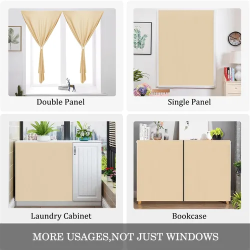 Vista 5 de Muamar Cortinas opacas sin taladro, paneles de cortina para ventana fáciles de instalar, juego de 2 paneles de cortinas portátiles para dormitorio