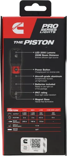 Vista 9 de Cummins CMN35360 Pro Series Pistón Extensible Linterna Recargable 2000 Lumen LED Múltiples Modos de Luz Más Banco de Energía