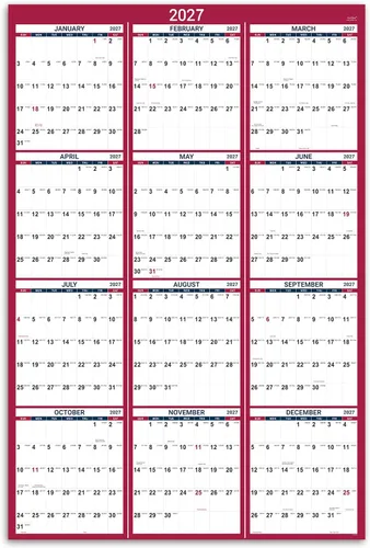 Vista 15 de Calendario anual de pared 2027, enero de 2027 a diciembre de 2027, planificador anual, 34.3 x 22.8 pulgadas (abierto), calendario de pared grande 27