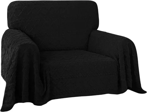 Vista 15 de Easy-Going Funda de Sofá para Silla de 80 x 102 Pulgadas Feliz Navidad, Funda de Terciopelo Jacquard para Sofá de 1 Cojín, Fundas Seccionales