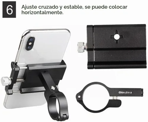 Vista 5 de GUB PRO1 Soporte universal para teléfono celular de aleación de aluminio para manillar de bicicleta de 3.5-6.2 pulgadas