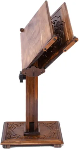 Vista 3 de Soporte ajustable para libros de madera tallada Corán, Biblia, atril de Torá Diccionario, Soporte para libro de cocina