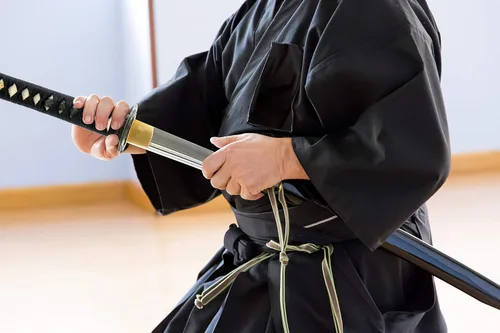Vista 6 de HMS Espada Katana Samurai Japonesa Finely finished blades in 1045, 1095 or Damascus steel for dojo practice and display; includes protective sword