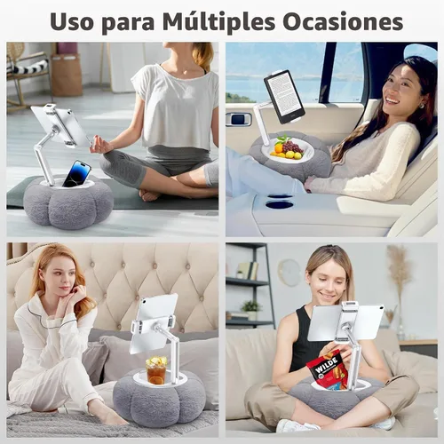 Vista 6 de CreaDream - Soporte de almohada en forma de calabaza para tableta, Kindle, iPad, soporte ajustable para teléfono con almohada para regazo y cama