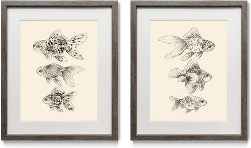 Vista 15 de Renditions Gallery Antique Coral in Navy (1) 2 Piece Framed Artwork Set, Underwater Ocean Themed Pair, Blue, Modern Distressed Silver Frame, White