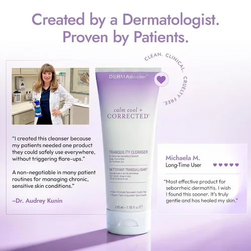 Vista 7 de DERMAdoctor - Limpiador de tranquilidad de zinc piritiona al 2%, máxima fuerza OTC para dermatitis seborreica, caspa y enrojecimiento Cara, cuero