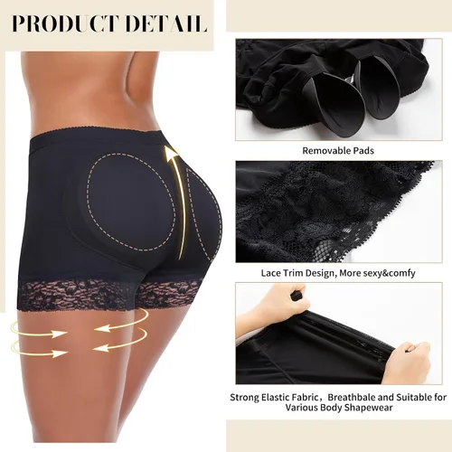 Vista 3 de KIWI RATA - Bragas de encaje acolchadas para mujer, sin costura, levanta glúteos