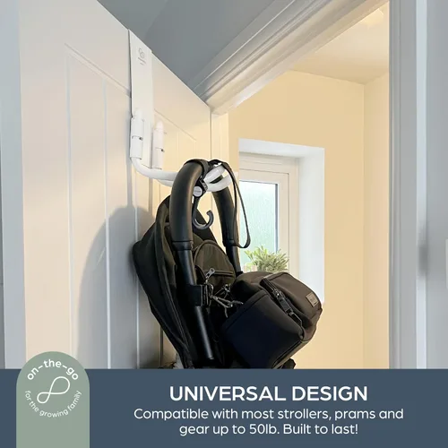 Vista 6 de Dreambaby Gancho de almacenamiento para cochecito: colgador para cochecito sobre la puerta Over the Door Storage - No drill - Adjustable Arms