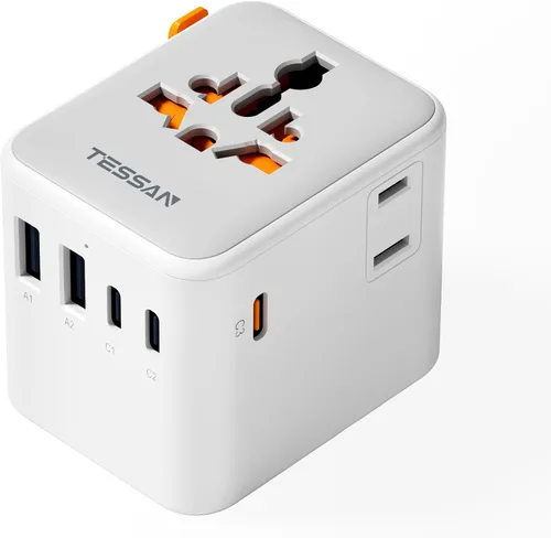 Vista 9 de TESSAN Adaptador de viaje universal, adaptador de corriente internacional Gris-20W