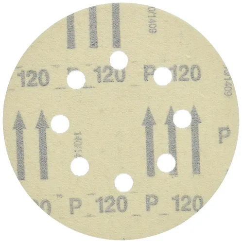 Vista 2 de BOSCH SR5R120 - Discos de lija de gancho y bucle de 5 pulgadas de grano 120 de 5 pulgadas y 8 orificios (paquete de 4)
