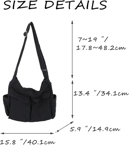 Vista 2 de Canvas Tote Bag, Messenger Bag with Pockets Large Shoulder Hobo Crossbody Bag for Women and Men