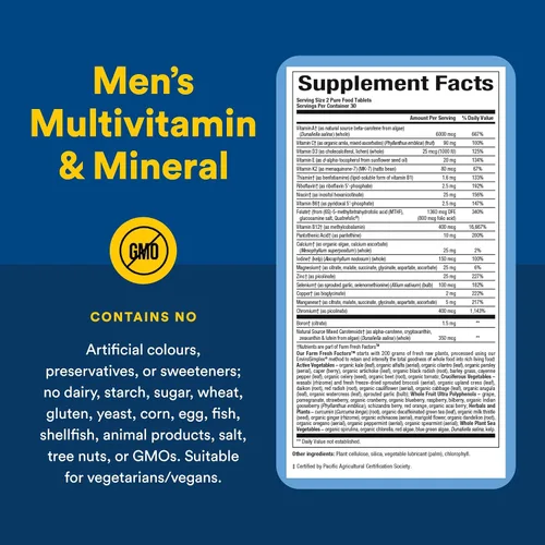 Vista 5 de De toda la tierra y mar – Hombres & Multivitamínico Mineral, Raw, Whole Food Nutrición, 60 tabletas